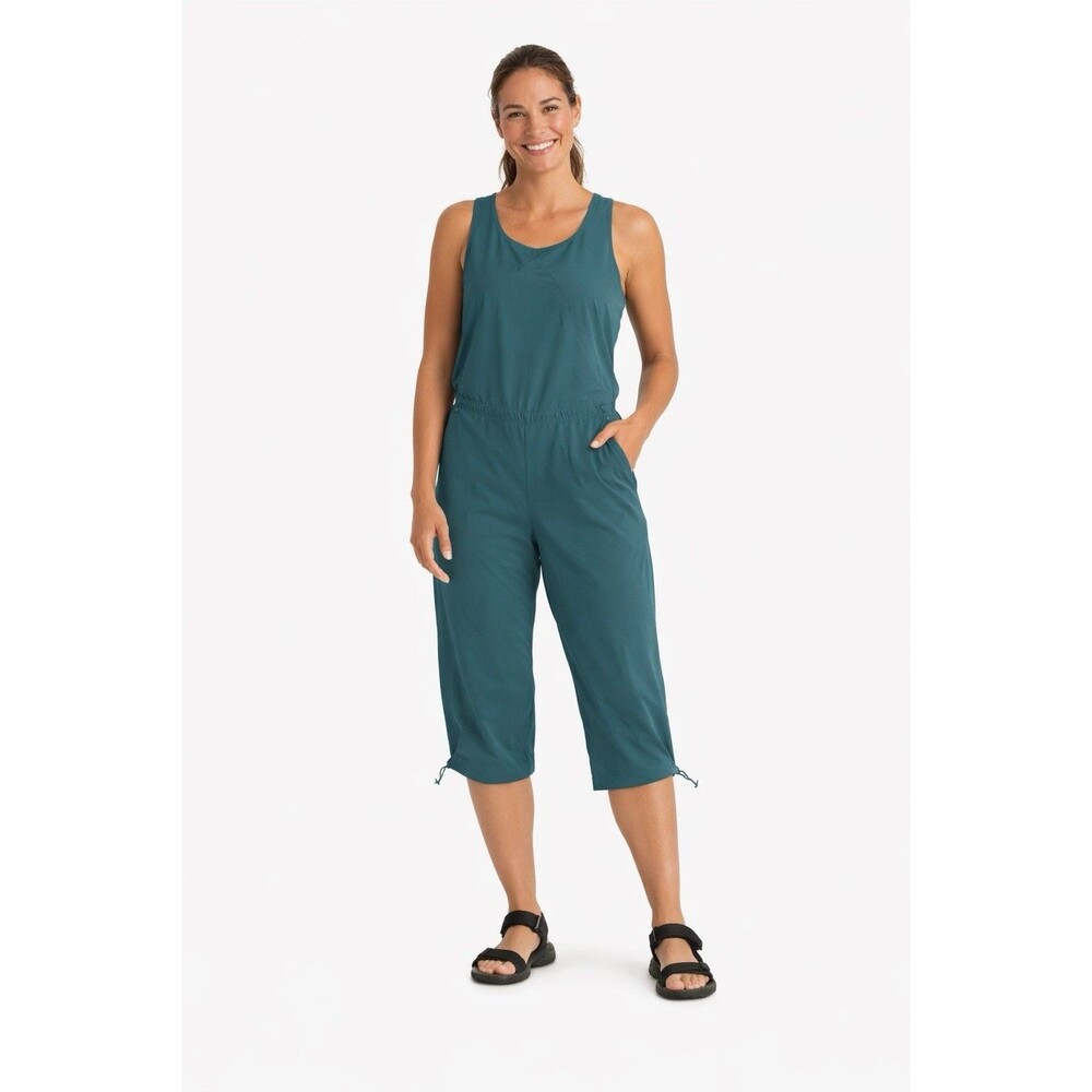 Title Nine Athleisure Teal Getaway Jumpsuit Medium SPF 50 Casual